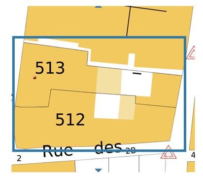 Extrait cadastral montrant les parcelles 512 et 513